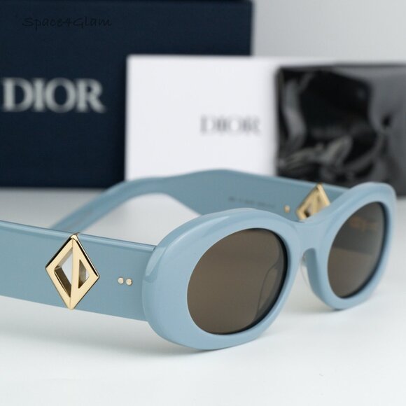 BRAND NEW Dior CD DIAMOND EDITION R11 30F0 Blue Brown Unisex Cat Eye Sunglasses - Picture 5 of 12